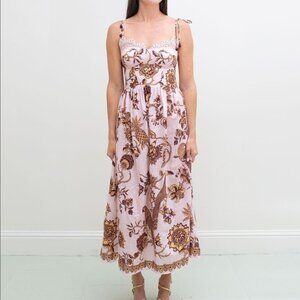 FARM Rio - Tropical Landing Pink Lace Midi Dress